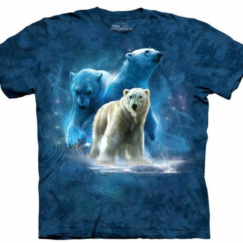 Mountain White Polar Bear Collage Arctic Blue Cotton Animal T-Shirt Adult S-3X